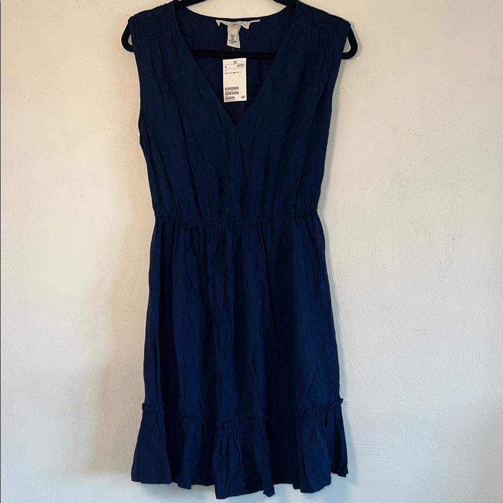 H&M Deep Blue V-Neck Mini Dress